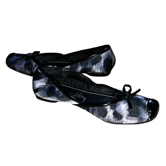 Sam & Libby Zees Shiny Canvas Abstract Bow Front Flat Shoes Sz 5.5 M Womens Blac - Picture 10 of 13